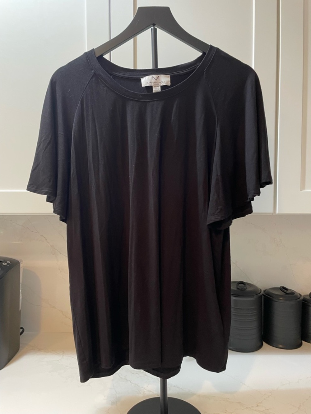 Magaschoni Black Flutter Short Sleeve Tee (0027)
